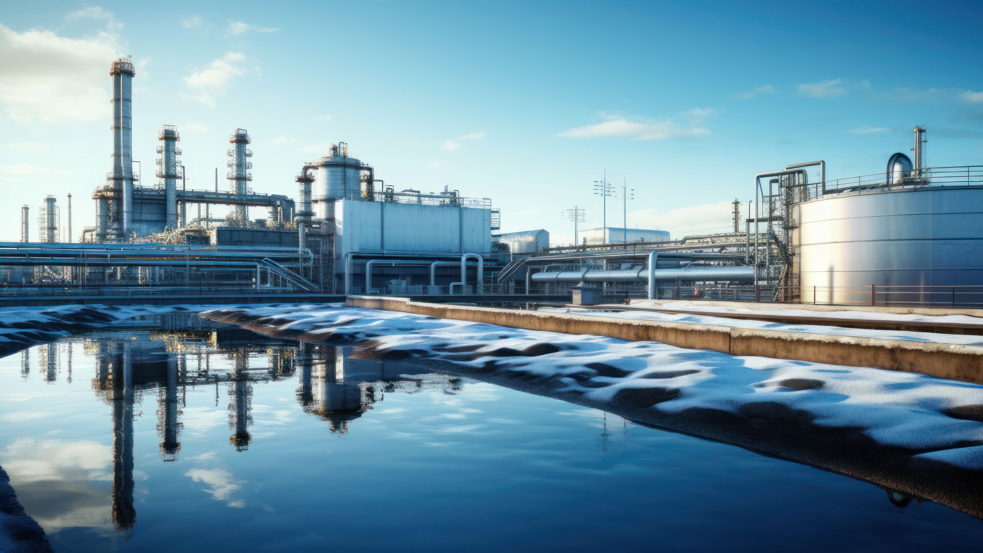 Un bassin dans une usine de chimie