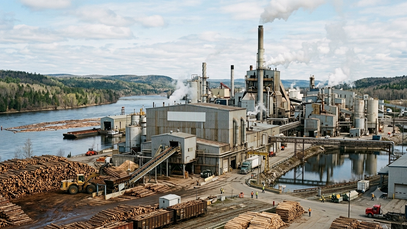 Photo d'une usine d'industrie de papier