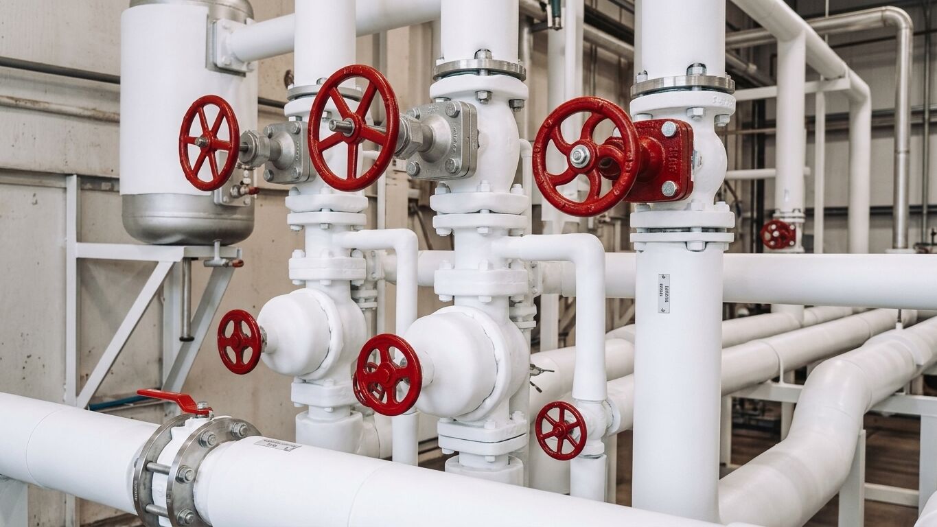 Valves d'une chaudière industrielle